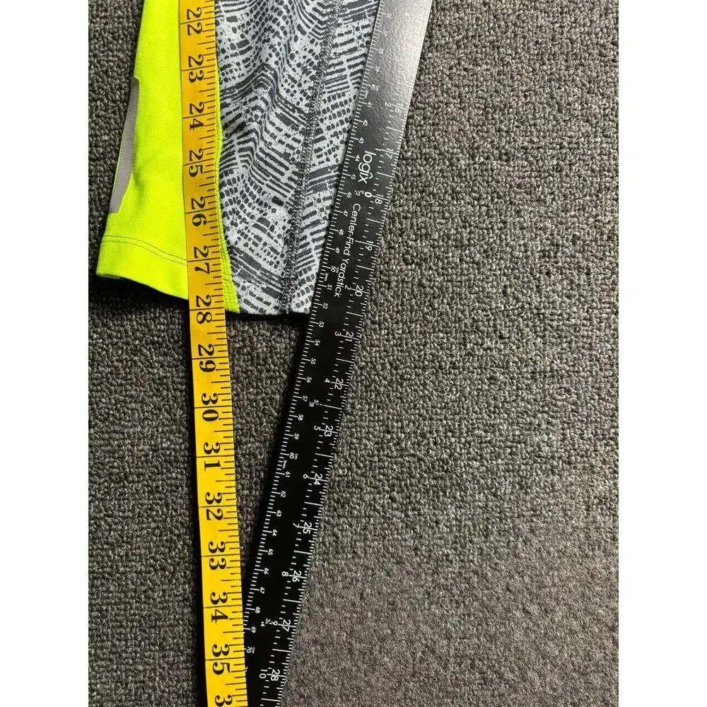 Nike Capri Pants Womens XS Gray Neon Yellow Dri-FIT Running Leggings 659993-017